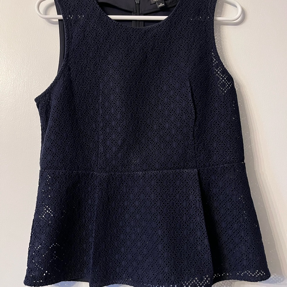 Ann Taylor Navy Lace Sleeveless Blouse